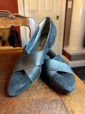 Paul Green Daniella Black Suede Crisscross Wedge Pumps - UK 6 / US 9-9.5